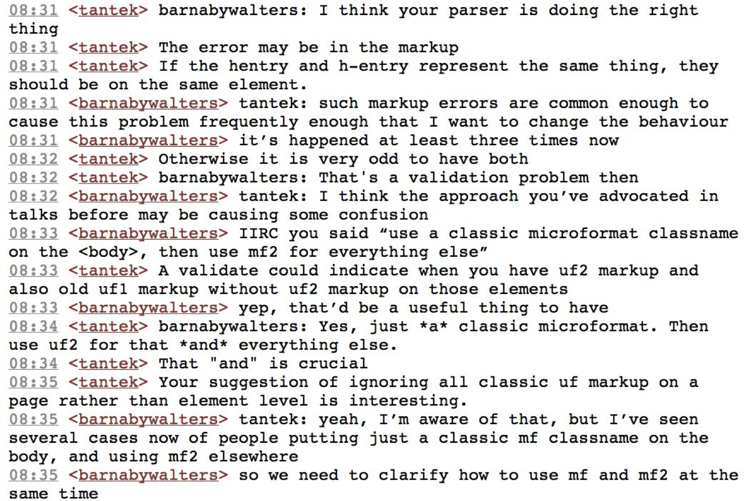Screenshot of indiewebcamp irc